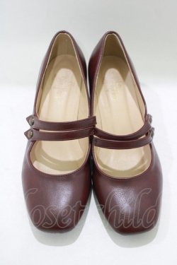 画像1: an another angelus / 釦使いダブルストラップパンプス M/23.5cm Bordeaux H-25-10-08-082-CA-SH-NS-ZH