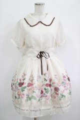 axes femme POETIQUE / 油絵風パネル花柄ワンピース M アワピンク H-25-10-08-017-AX-OP-NS-ZH