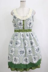 axes femme / 花×ストライプ柄ノースリワンピース M グリーン H-25-10-08-018-AX-OP-NS-ZH