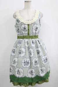 axes femme / 花×ストライプ柄ノースリワンピース M グリーン H-25-10-08-018-AX-OP-NS-ZH