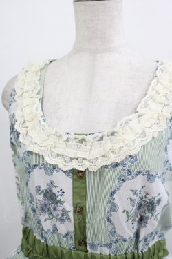 画像5: axes femme / 花×ストライプ柄ノースリワンピース M グリーン H-25-10-08-018-AX-OP-NS-ZH