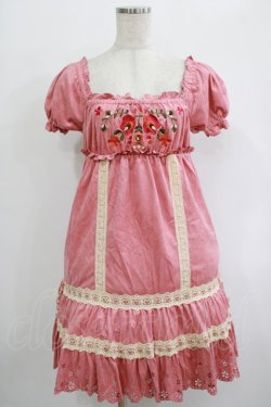 画像1: LIZ LISA / お花刺繍ワンピース Free ピンク H-25-10-08-020-LO-OP-NS-ZH