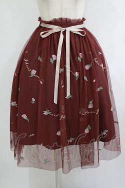 画像1: an another angelus / フラワーロゴ刺繍チュールスカート Free Bordeaux H-25-10-08-023-CA-SK-NS-ZH