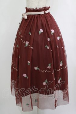 画像2: an another angelus / フラワーロゴ刺繍チュールスカート Free Bordeaux H-25-10-08-023-CA-SK-NS-ZH