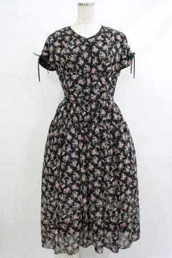 画像1: Maison de FLEUR Petite Robe / フラワープリントドレス S ブラック H-25-10-09-025-EL-OP-NS-ZH