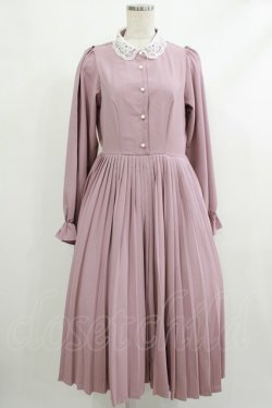 画像1: m petit by misako / レース襟プリーツワンピース M ピンク H-25-10-09-029-LO-OP-NS-ZH