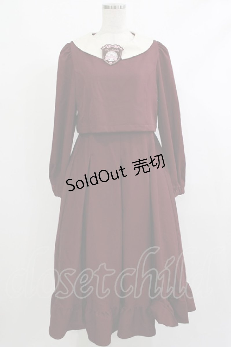 画像1: m petit by misako / サンリオキャラクターズコラボ マイメロディワッペン付きワンピース M ボルドー H-25-10-09-031-LO-OP-NS-ZH (1)