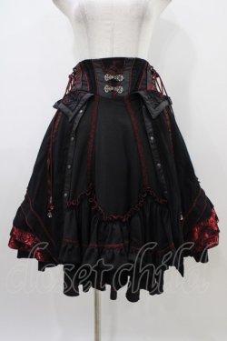 画像1: Ozz oneste / ジャガード切替フリルハイウエストスカート  黒×赤 H-25-10-09-1029-OO-SK-KB-ZH