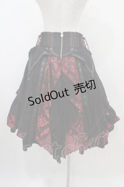 画像2: Ozz oneste / ジャガード切替フリルハイウエストスカート  黒×赤 H-25-10-09-1029-OO-SK-KB-ZH