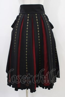 画像1: Ozz oneste / 霧蝶刺繍入り袴風プリーツスカート  黒 H-25-10-09-1031-OO-SK-KB-ZH