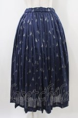 Jane Marple Dans Le Salon / LA TOUR EIFFELタックスカート  ネイビー×ホワイトゴールド H-25-10-09-1034-JM-SK-KB-ZH