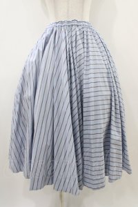 Jane Marple Dans Le Salon / オールドイングランドストライプフラッフィースカート  ブルーグレー H-25-10-09-1036-JM-SK-KB-ZH