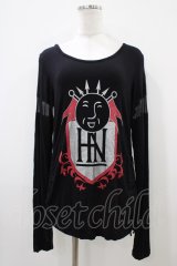 NAOTO SEVEN / プリントカットソー  黒 H-25-10-09-1046-HN-TO-KB-ZH