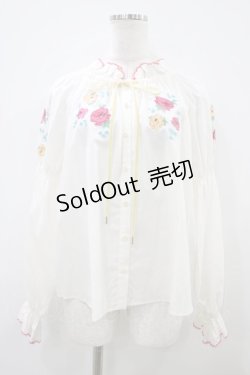 画像1: Jane Marple / Folklore flowersエンブロイダリーブラウス  アイボリー H-25-10-09-1051-JM-BL-KB-ZH