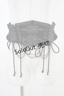 画像1: Ozz oneste / コルセット風ゴムベルト  黒 H-25-10-09-1006-OO-ZA-KB-ZH