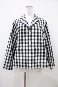 Jane Marple Dans Le Salon / Block checkペザントジャケット  ブラック H-25-10-09-1057-JM-JA-KB-ZH