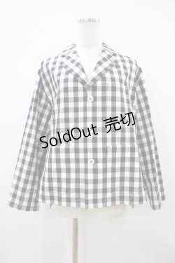 画像1: Jane Marple Dans Le Salon / Block checkペザントジャケット  ブラック H-25-10-09-1057-JM-JA-KB-ZH