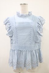 Jane Marple Dans Le Salon / オーガニックブロードチュニックブラウス  サックスブルー H-25-10-09-1017-JM-BL-KB-ZH