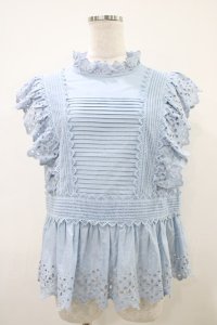 Jane Marple Dans Le Salon / オーガニックブロードチュニックブラウス  サックスブルー H-25-10-09-1017-JM-BL-KB-ZH