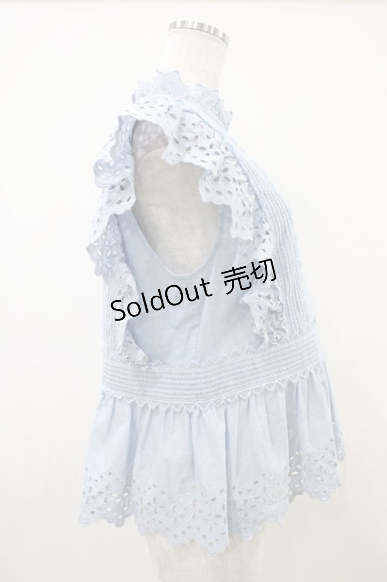 画像3: Jane Marple Dans Le Salon / オーガニックブロードチュニックブラウス  サックスブルー H-25-10-09-1017-JM-BL-KB-ZH (3)
