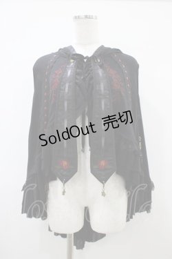 画像1: Ozz oneste / シアーフードマント  黒×赤 H-25-10-09-1018-OO-JA-KB-ZH