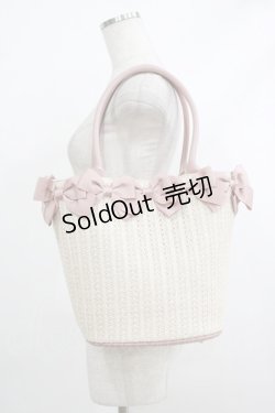 画像1: m petit by misako / AMリボンツキカゴTT  オフ/ピンク H-25-10-09-059-LO-BG-NS-ZH