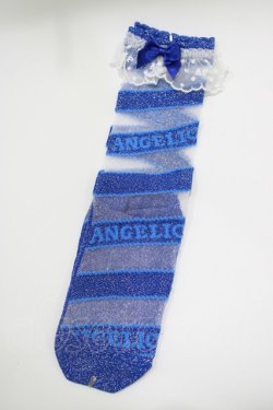 画像1: Angelic Pretty / ストライプキャンディクルー丈ソックス FREE ネイビー H-25-10-09-065-AP-ZA-YZ-ZH
