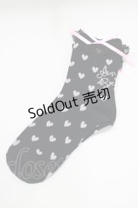 Angelic Pretty / Lovely Heartクルー丈ソックス FREE ブラック H-25-10-09-067-AP-ZA-YZ-ZH
