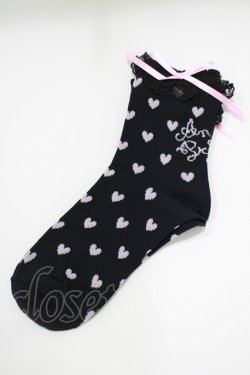 画像1: Angelic Pretty / Lovely Heartクルー丈ソックス FREE ブラック H-25-10-09-067-AP-ZA-YZ-ZH