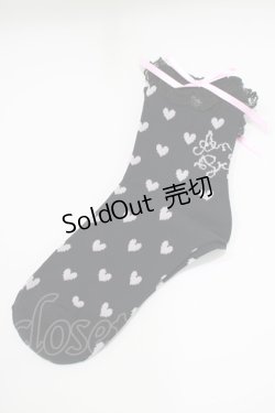 画像1: Angelic Pretty / Lovely Heartクルー丈ソックス FREE ブラック H-25-10-09-067-AP-ZA-YZ-ZH