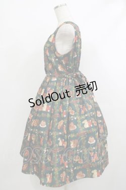 画像2: axes femme kawaii / 森のケーキ屋さん柄ジャンスカ M グリーン H-25-10-09-007-AX-OP-NS-ZH