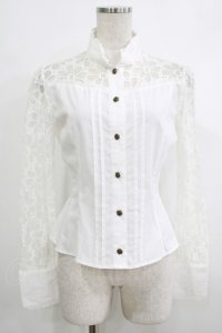 Innocent World / フラワーレーススタンドカラーブラウス M オフ H-25-10-10-034-IW-BL-NS-ZH