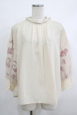 画像1: axes femme / ミュシャ チュール袖ブラウス M アイボリー H-25-10-10-038-AX-BL-NS-ZH