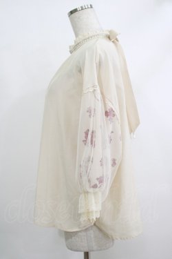 画像2: axes femme / ミュシャ チュール袖ブラウス M アイボリー H-25-10-10-038-AX-BL-NS-ZH