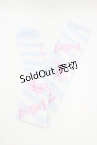 Angelic Pretty / キャンディボーダーオーバーニーソックス  サックス H-25-10-10-045-AP-ZA-NS-ZH