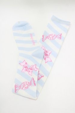 画像1: Angelic Pretty / キャンディボーダーオーバーニーソックス  サックス H-25-10-10-045-AP-ZA-NS-ZH