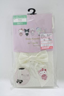 画像1: m petit by misako / AMキティリボンタイツ L~LL オフ H-25-10-10-047-LO-ZA-NS-ZH