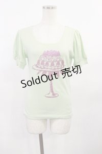 Emily Temple cute / ケーキプリントカットソー  ミント×ピンク H-25-10-10-1011-ET-TO-KB-ZH