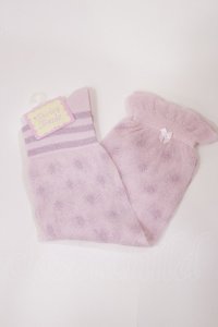 Shirley Temple / ラメドットボーダーハイソックス  ピンク H-25-10-10-1027-ET-ZA-KB-ZH