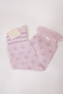 画像1: Shirley Temple / ラメドットボーダーハイソックス  ピンク H-25-10-10-1027-ET-ZA-KB-ZH