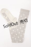 Emily Temple cute / リボンストラップ風ドットオーバーニーソックス  グレー×ゴールド H-25-10-10-1033-ET-ZA-KB-ZH