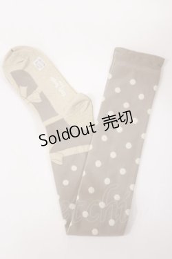 画像1: Emily Temple cute / リボンストラップ風ドットオーバーニーソックス  グレー×ゴールド H-25-10-10-1033-ET-ZA-KB-ZH