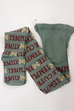 画像1: Emily Temple cute / リボンロゴタイツ  ミント H-25-10-10-1039-ET-ZA-KB-ZH