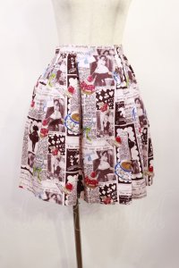 Shirley Temple / ニュースペーパープリントスカート 160 ピンク H-25-10-10-1003-ET-SK-KB-ZH