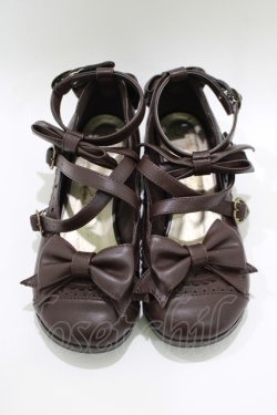 画像1: metamorphose / トリプルリボンクロスストラップシューズ L/24〜24.5cm ブラウン H-25-10-10-091-ME-SH-NS-ZH