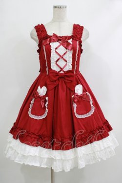画像1: Angelic Pretty / Lovely BunnyジャンパースカートSET Free ワイン H-25-10-10-092-AP-OP-NS-ZH