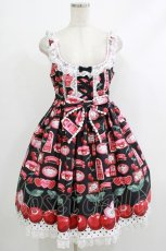 画像1: Angelic Pretty / Cherry Jam Labelジャンパースカート Free ブラック H-25-10-10-008-AP-OP-NS-ZH (1)