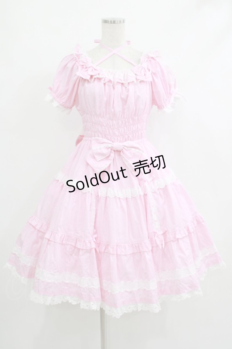 画像1: Angelic Pretty / Eternal Doll半袖ワンピース(小ギンガム) Free ピンク H-25-10-10-009-AP-OP-NS-ZH (1)