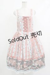 metamorphose / 【プラスサイズ】Happy Sewing Time フリルジャンパースカート+ヘッドドレスセット プラスサイズ サックス赤系(Saxe Blue/Red) H-25-10-10-013-ME-OP-NS-ZH