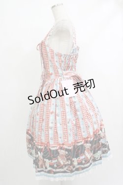 画像2: metamorphose / 【プラスサイズ】Happy Sewing Time フリルジャンパースカート+ヘッドドレスセット プラスサイズ サックス赤系(Saxe Blue/Red) H-25-10-10-013-ME-OP-NS-ZH